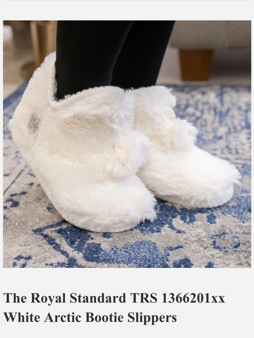 The Royal Standard White Arctic Bootie Slippers Size Medium/8-9 NWT